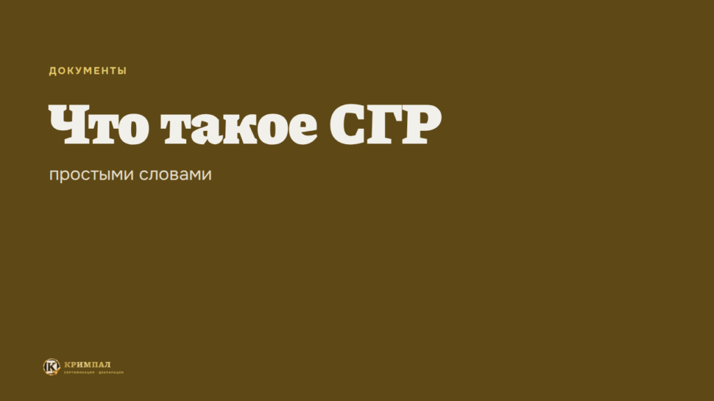 Что такое СГР (свидетельство о государственной регистрации) простыми словами