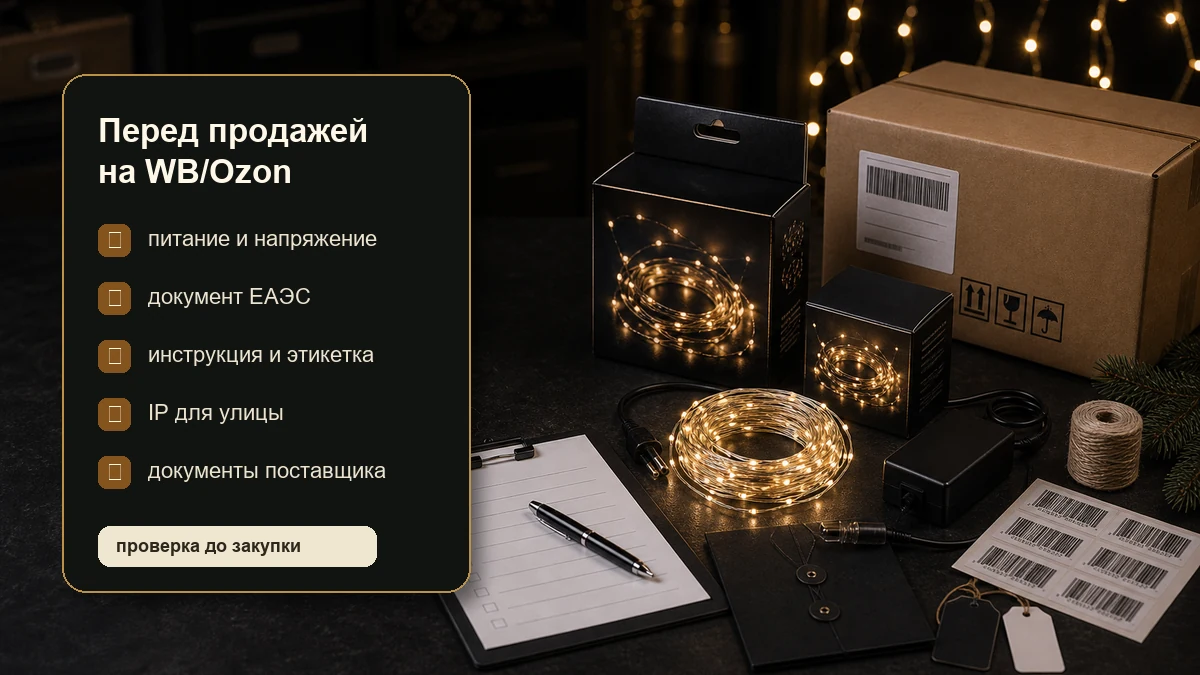 документы на гирлянды для Wildberries и Ozon