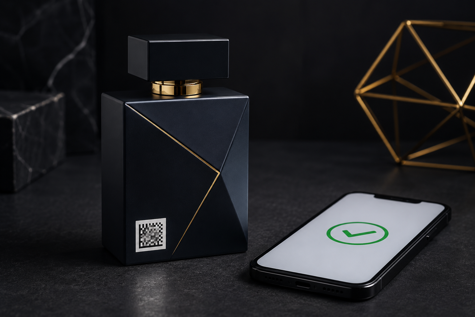 Флакон духов с кодом Data Matrix — маркировка «Честный знак» для парфюмерии
