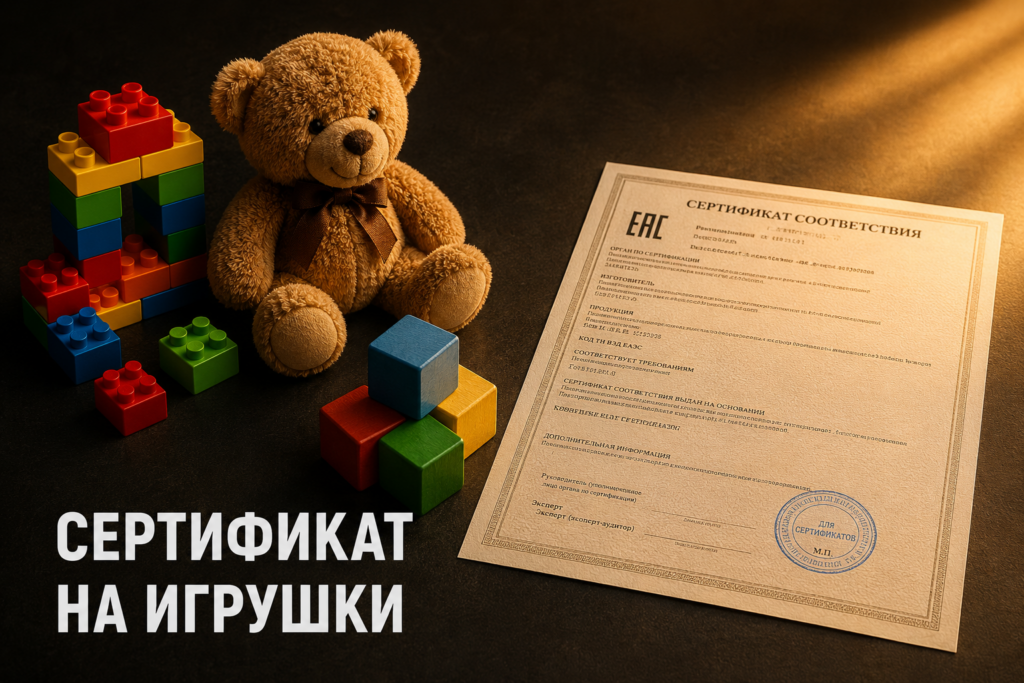 Сертификат соответствия ТР ТС 008 на детские игрушки — медвежонок и конструктор
