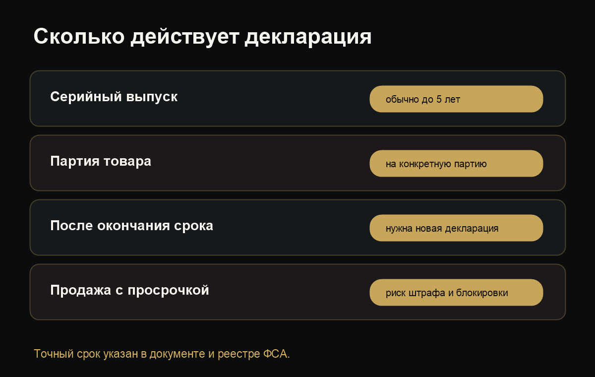 сколько действует декларация соответствия