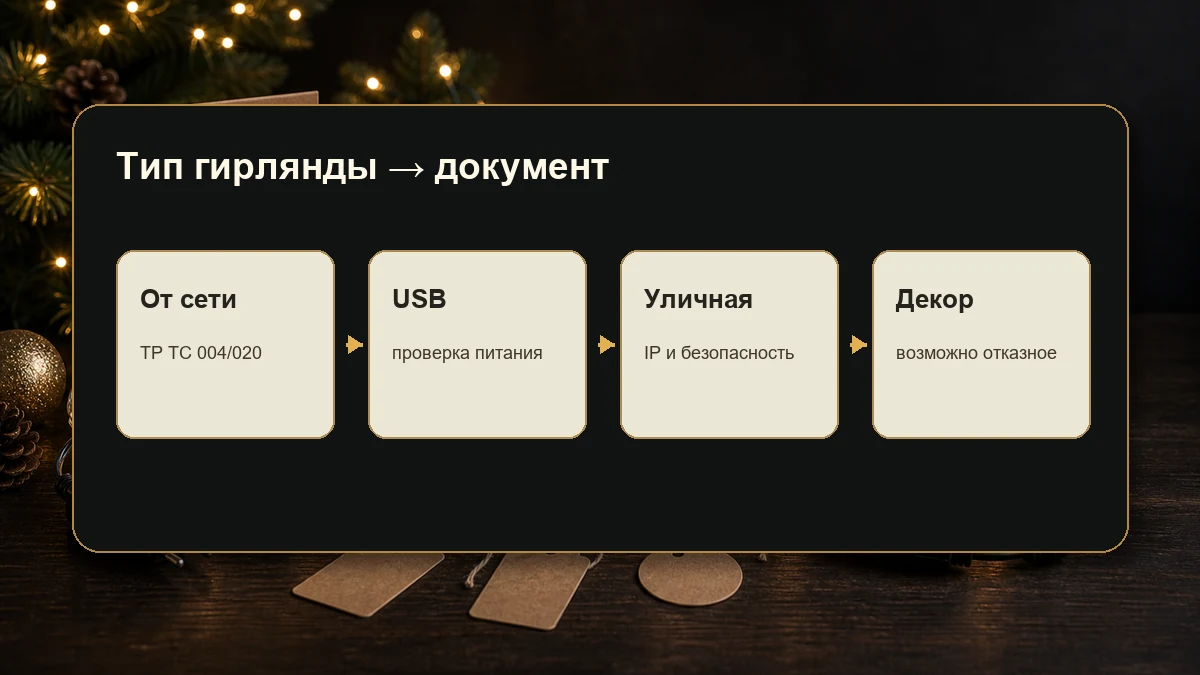 какой документ нужен на гирлянды LED USB уличные