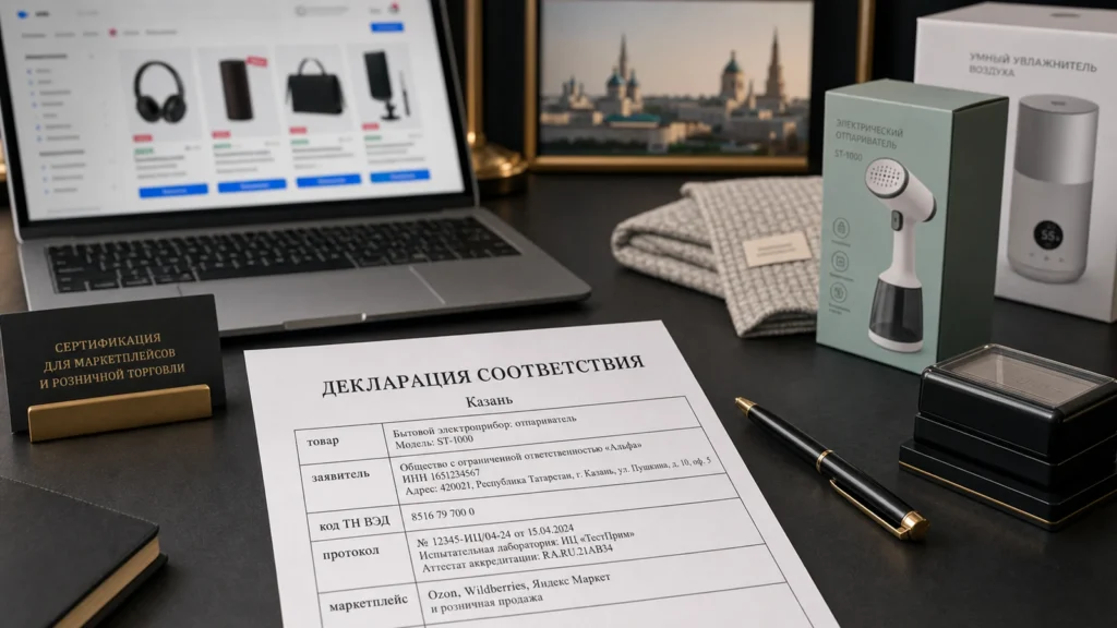 Декларация соответствия в Казани: документ, товары и маркетплейс на рабочем столе