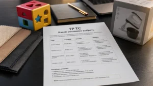 Документ ТР ТС с таблицей выбора регламента для разных товаров