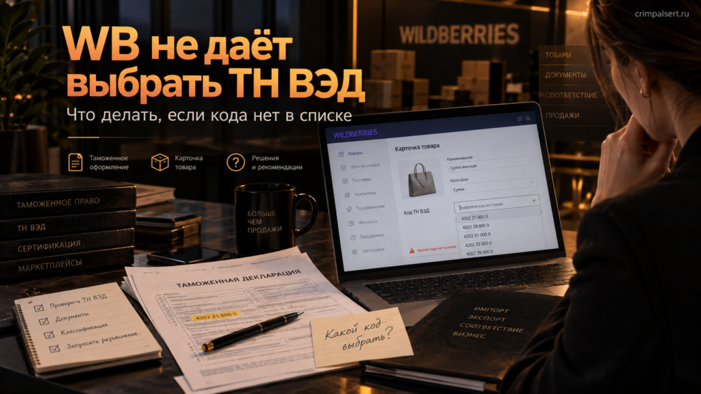 Wildberries не даёт выбрать ТН ВЭД из декларации: что делать, если нужного кода нет в списке WB