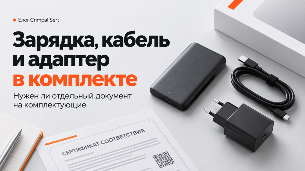 Нужен ли отдельный сертификат на зарядку, блок питания и кабель в комплекте с товаром