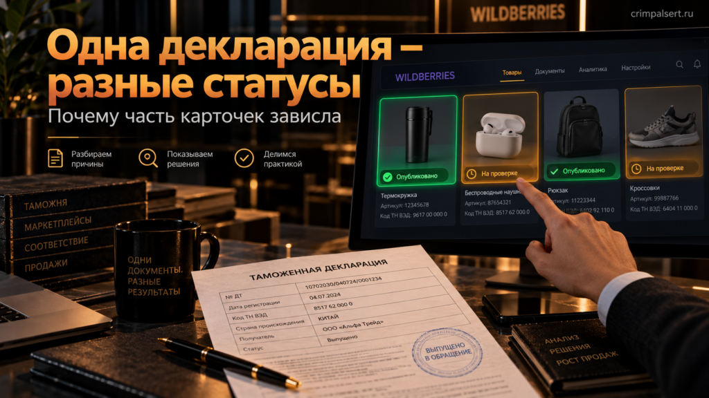Одна декларация на Wildberries прошла у части карточек, а остальные неделями «на проверке»: почему так происходит